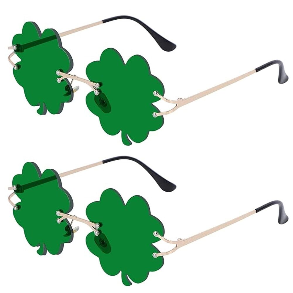 3207 St. Patrick’s Day Irish Shamrock Sunglasses 2Pairs Green Four Leaf